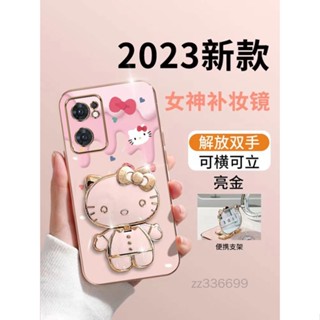 เคสโทรศัพท์ซิลิโคน TPU แบบนิ่ม ลายการ์ตูนคิตตี้ ชุบไฟฟ้า 3D สําหรับ OPPO reno 7 5G reno 7 4G reno 8 4G reno 8 5G reno 8 pro reno 9 reno 9 pro