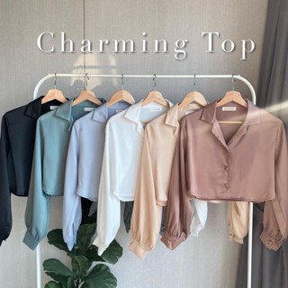 CHARMING TOP | เสื้อเชิ้ตซาติน เสื้อครอปเชิ้ตผ้าซาติน เสื้อเชิ้ตใส่ทำงาน ดูเรียบหรู เชิ้ตครอป เสื้อเชิ้ต