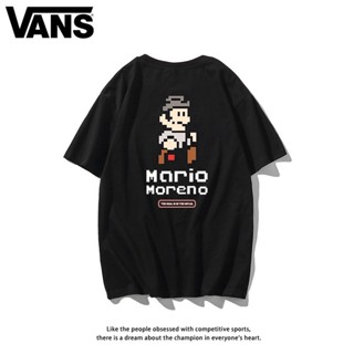 เสื้อยืดแขนสั้นลําลอง ผ้าฝ้ายแท้ พิมพ์ลาย Vans Mario ทรงหลวม เข้ากับทุกการแต่งกาย สําหรับผู้ชาย และผู้หญิง