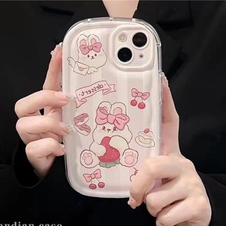 เคสโทรศัพท์มือถือ ซิลิโคนนิ่ม ใส กันกระแทก ลายกระต่ายน่ารัก สําหรับ IPhone 14 13 12 11 Pro Max XS X XR 8+ 7 Plus