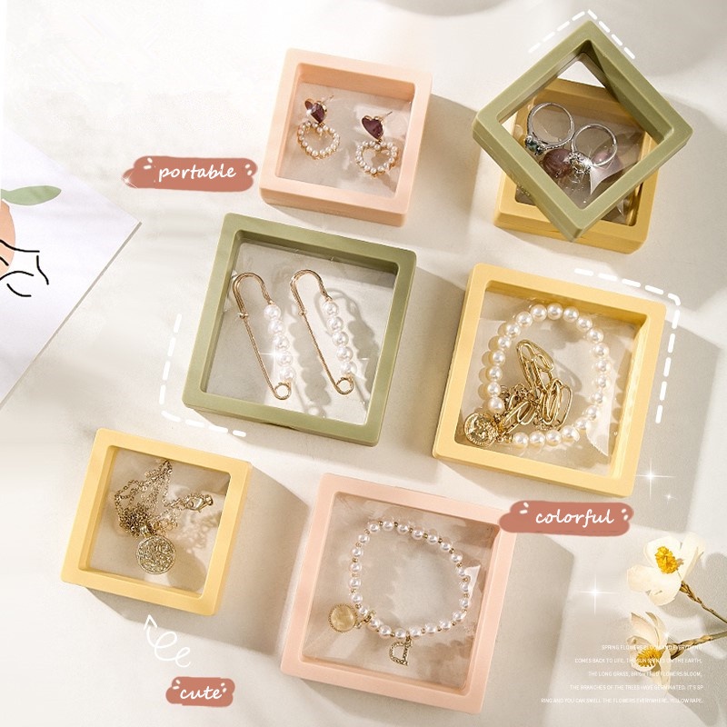 Roselife กล่องใส PE 3D ตั้งได้ สําหรับเก็บเครื่องประดับ แหวน ต่างหู สร้อยคอ สร้อยข้อมือ แบบพกพา เดินทาง