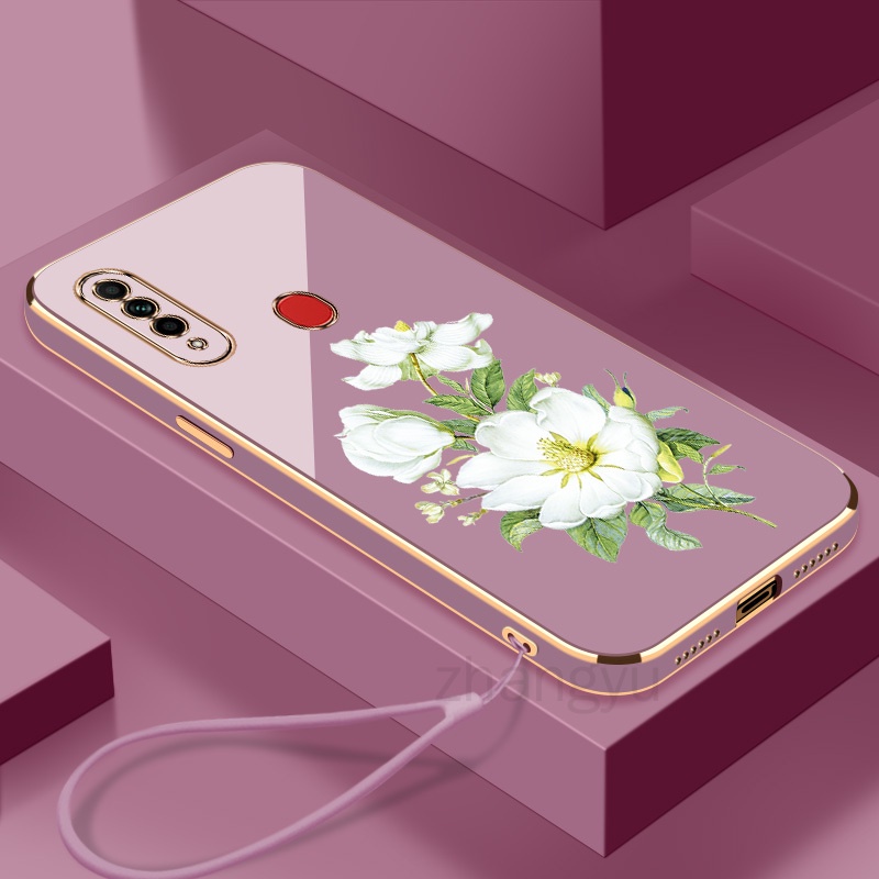 ปลอกจัสมิน flowe OPPO A8 OPPO A31 2020 เคสโทรศัพท ์ SoftCase Ultra-thin Electroplating Smooth เคสโทรศัพท ์ มุมขวาขอบซิลิโคนกันกระแทกดอกไม ้ เคสโทรศัพท ์