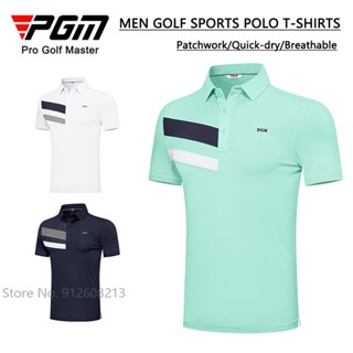 Pgm เสื้อยืดโปโล แขนสั้น ระบายอากาศ ลําลอง ยืดหยุ่น สีตัดกัน สําหรับผู้ชาย เหมาะกับการเล่นกอล์ฟ