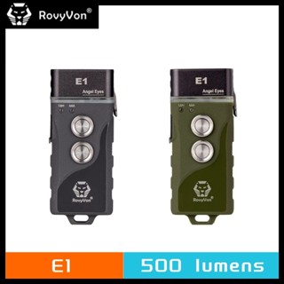 Rovyvon E1 500 Lumens พวงกุญแจไฟฉาย ชาร์จ USB EDC โดยแบตเตอรี่ภายใน หรือเปลี่ยนได้