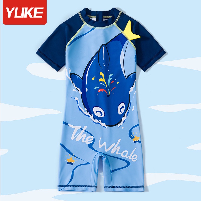 ชุดว่ายน้ำ YUKE ชุดว่ายน้ำวันพีชสำหรับเด็ก ชุดว่ายน้ำป้องกันแสงแดด ชุดว่ายน้ำเด็กชายสำหรับฝึกซ้อม