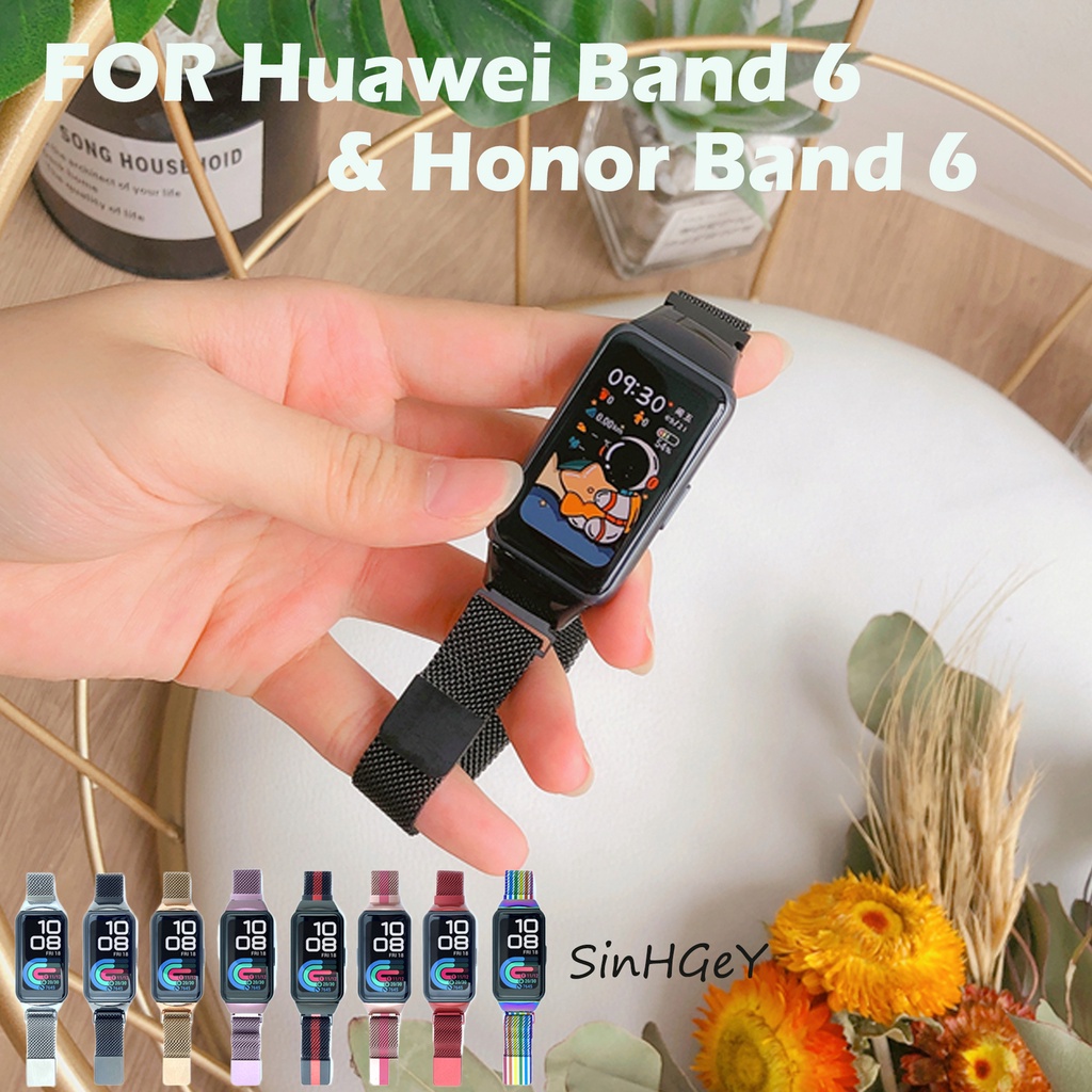 สายนาฬิกาข้อมือ สเตนเลส โลหะ แม่เหล็ก แบบเปลี่ยน สําหรับ Huawei Band 8 7 6 Honor Band 6