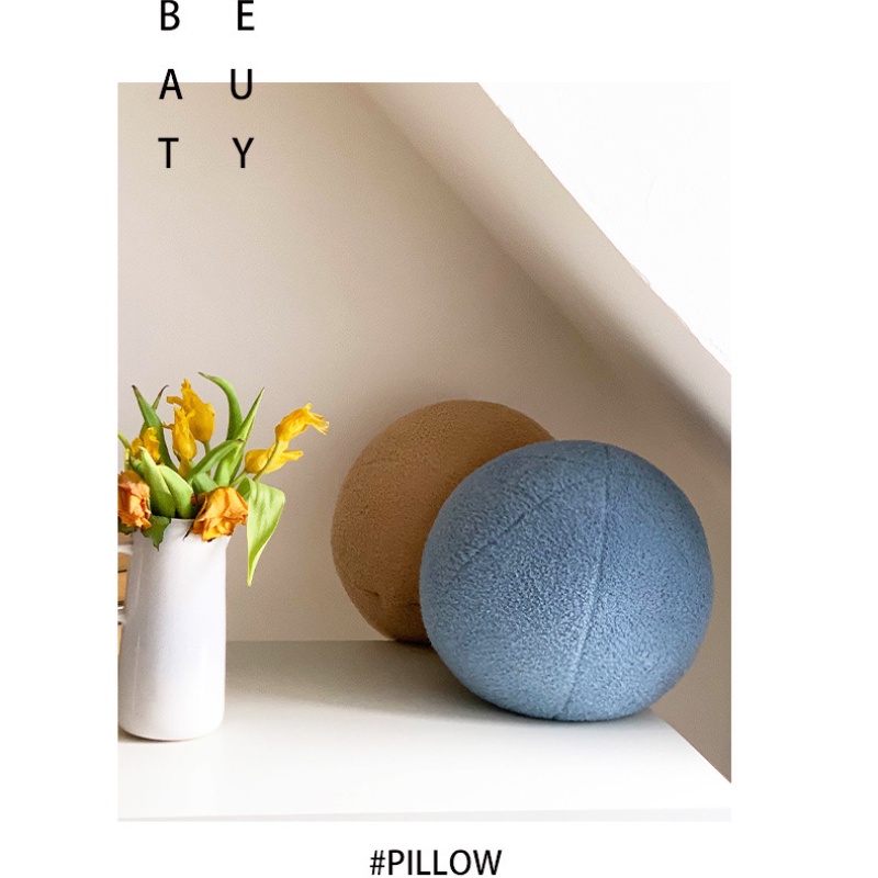 หมอนตุ๊กตานุ่ม รูปลูกบอล สไตล์นอร์ดิก สีพื้น สําหรับตกแต่งบ้าน โซฟา ที่นั่ง สํานักงาน - รูปที่ 5