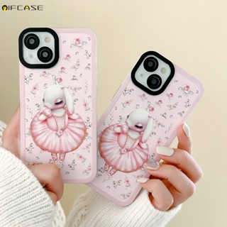 Oppo Reno 8 6 6Z 5 Pro Lite 5F R17 F11 F9 Reno8 Reno6 Reno5 เคสโทรศัพท์ สีชมพู บัลเล่ต์ กระต่าย ดอกไม้ เด็กผู้หญิง น่ารัก การ์ตูน เคลือบด้าน กันกระแทก เคสนิ่ม เคส