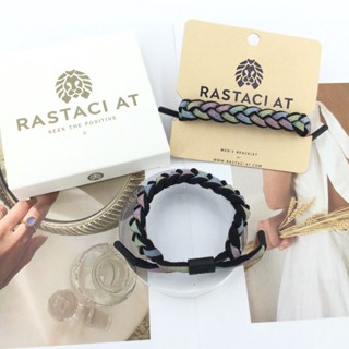 RASTAClAT ยิปโซสีดําพร้อมสร้อยข้อมือกล่องพรีเมี่ยมปรับแฮนด์เมดถักของขวัญคริสต์มาสสายรัดข้อมือแฟชั่นที่เรียบง่ายข้อมือ