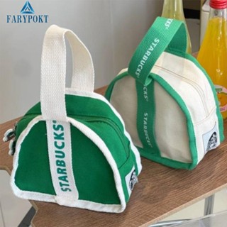 [NEW] White&amp;Green Starbucks Mini Triangle Bag Lunch Bag Large Capacity Mummy Bag