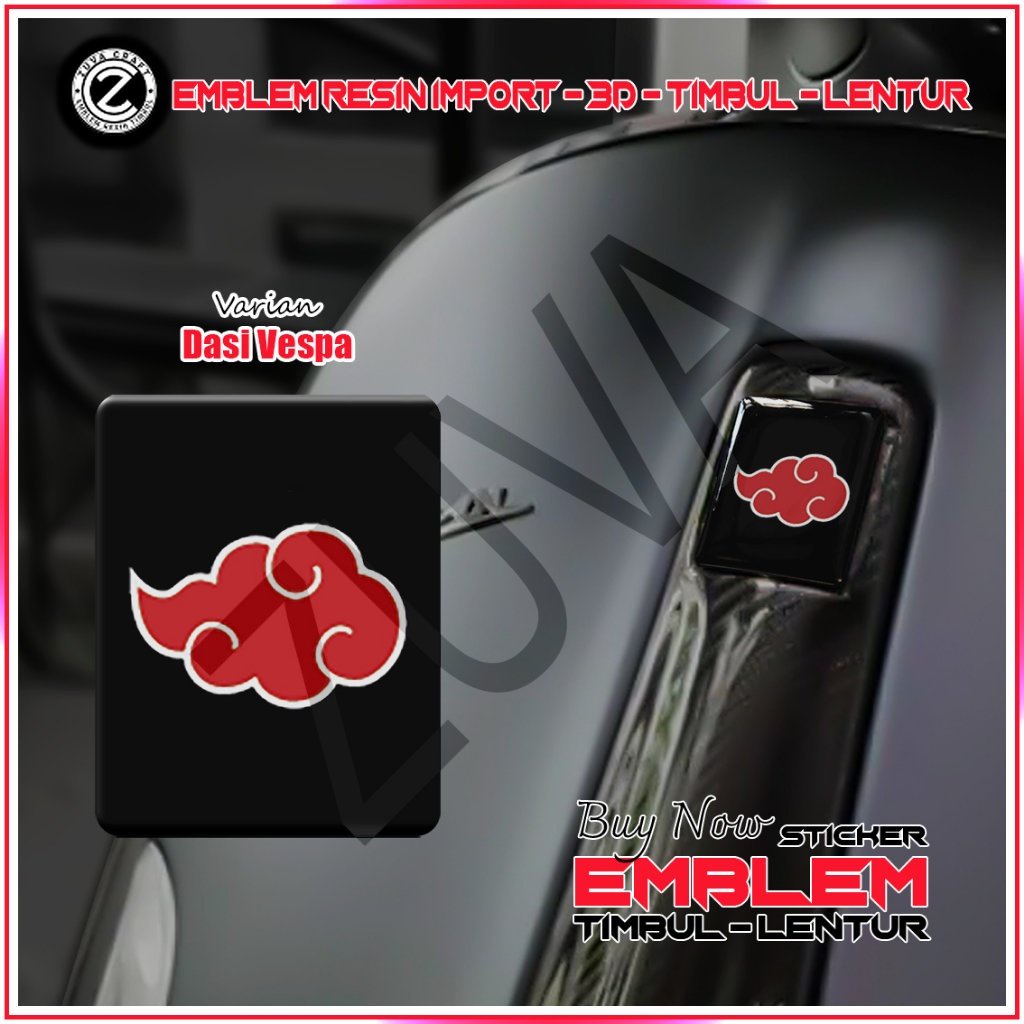 VESPA EMBLEM สติ๊กเกอร์ AKATSUKI โลโก้ RAISED EMBLEM VESPA สติ๊กเกอร์ VESPA TIE VESPA FLEXIBLE RESIN