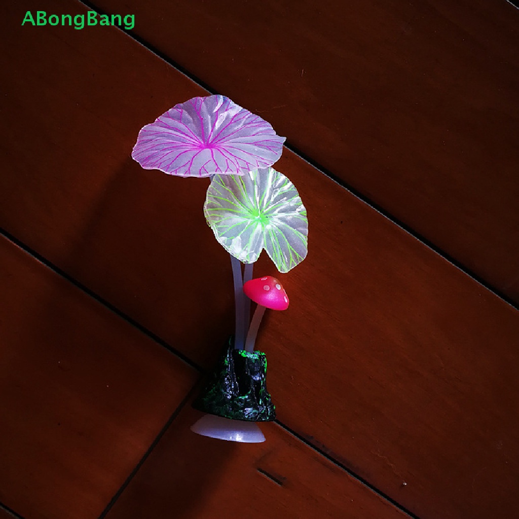 Abongbang พืชปลอม ซิลิโคน เรืองแสง นิ่ม ปลอดภัย ทนทาน สําหรับตกแต่งตู้ปลา