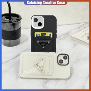 เคสซิลิโคนนิ่ม ลาย Prada 3D พร้อมช่องใส่บัตร สําหรับ iPhone 14 Pro 13 12 Pro Max Case 11 Pro Max 6 7 8 Plus