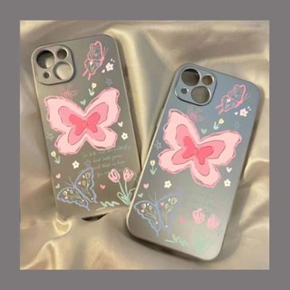 เคสโทรศัพท์ซิลิโคน TPU แบบนิ่ม ลายผีเสื้อ กันกระแทก สําหรับ IPhone 11 14 13 12 Pro Max XS XR X 8 7 6S Plus Mini