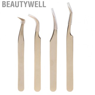 Beautywell Lash Extension Tweezer Pearl Golden False Lash Extension Tweezer for Beautician for Beauty Salon