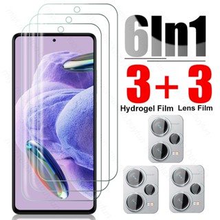 6 In 1 ฟิล์มไฮโดรเจลนิ่ม กันรอยหน้าจอ สําหรับ Xiaomi Redmi Note12 4G 5G Camera Glass On Redmy Readmi Note 12 Pro Plus Pro+ 5G