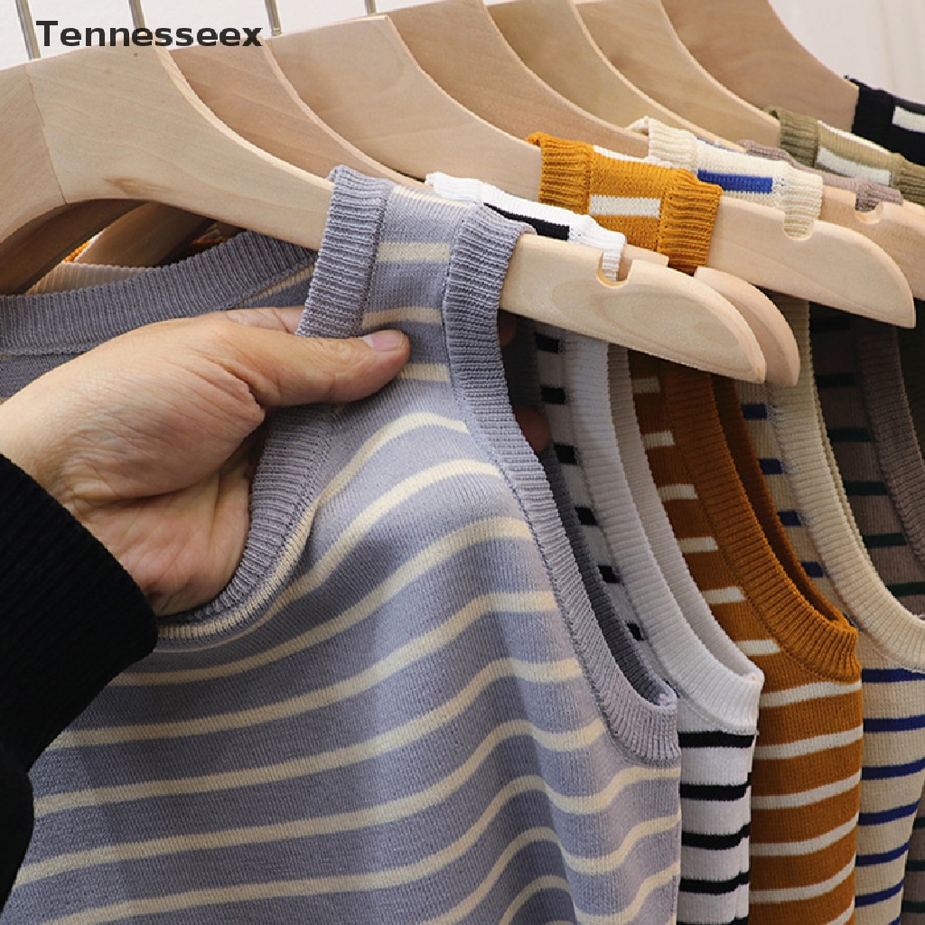 [TESN] เสื้อสายเดี่ยวลําลอง คอกลม แขนกุด ผ้าถัก ลายทาง แฟชั่นฤดูร้อน สําหรับสตรี OOQ