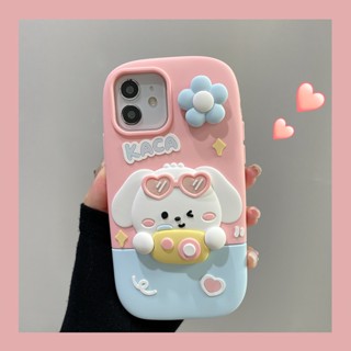 เคสโทรศัพท์มือถือ ลายการ์ตูนสุนัข ดอกไม้หมุนได้ สําหรับ iPhone14 13 12 11 XSMAX XR iP13Pro 12Promax 13Promax 14ProMax iP 14PLus 7P 8P