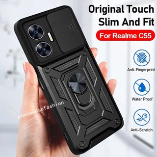 เคสมือถือ แบบแข็ง พร้อมแหวนแม่เหล็ก กันกระแทก สําหรับ Realme C55 NFC 10 Pro Plus 10Pro+ Realme realmi