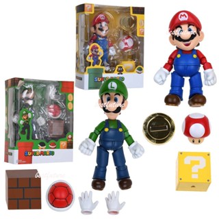 โมเดลฟิกเกอร์ Nendoroid Super Mario SHF Mario Luigi ของเล่นสําหรับเด็ก