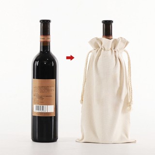 Reusable Breathable Easy To Use Friends Polyester Cotton With Drawstring Sustainable For Gifts Housewarmings Wine Bag