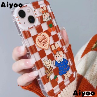 ✅Promax เคสโทรศัพท์มือถือ แบบใส ลายตาราง สีแดง สําหรับ Apple 13 12เคสโทรศัพท์มือถือ กันกระแทก ลายกระต่าย แนวสตรีท เหมาะกับฤดูใบไม้ร่วง ฤดูหนาว สําหรับ iPhone 78plusins xr 14xs 11 NUSA