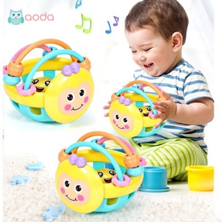 Aoda เด็กทารกยางนุ่ม Rattle เด็กวัยเด็กกัด Bell ของเล่น Bee Hand Bell Rattle Dumbbell ของเล่นเด็ก 0-12 เดือน