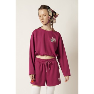 ESP เสื้อนิตลายเฟรนช์ชี่ ผู้หญิง | Long Sleeve Waist Drawstring Knit Top | 5921