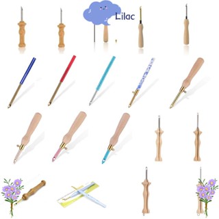 LILAC1 Handmade Poke Embroidery Needles Knitting Sewing Tools Knitting Embroidery Pen Home &amp; Garden Needle Arts &amp; Craft DIY Wooden Handle Sewing Accessories Stitching Punch Needle Threader Set