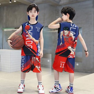 ชุดเสื้อกล้ามแขนกุด ลายการ์ตูน Slam Dunk แบบแห้งเร็ว สําหรับเด็กผู้ชาย 2023