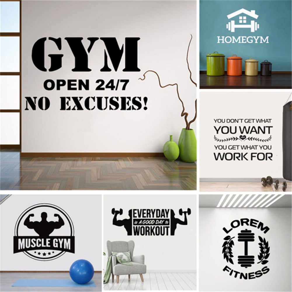 Gym Decal Frase สติ๊กเกอร์ติดผนังสําหรับยิมฟิตเนสห้องสร้างแรงบันดาลใจ Wall Art Decals สติกเกอร์ไวนิลภาพจิตรกรรมฝาผนัง Pared Gym