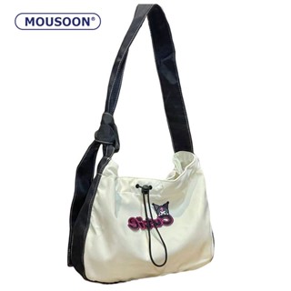 MOUSOON กระเป๋าโท้ทผ้าใบสบาย ๆ ความจุขนาดใหญ่ของผู้หญิง Drawstring สีตัดกัน กระเป๋าสะพายเดินทาง