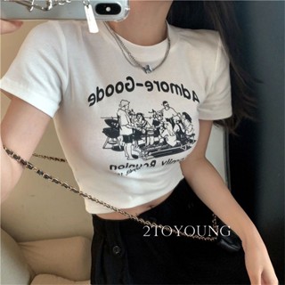 2TOYOUNG Moon เสื้อครอป เสื้อแฟชั่นผู้หญิง y2k สีพื้น สําหรับผู้หญิง ใส่ไปคลับ ปาร์ตี้ 2023 NEW 23071027 High quality Stylish ทันสมัย พิเศษ A29J101 36Z230909