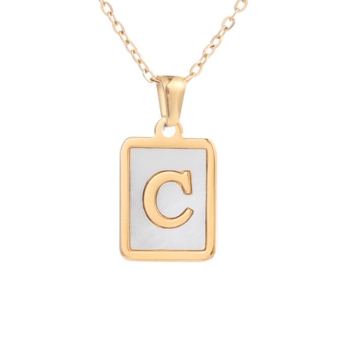 -พร้อมส่ง- สร้อยคอจี้ตัวอักษรภาษาอังกฤษ A-Z  สร้อยคอตัวอักษร โซ่ necklace เหมาะสำหรับผู้หญิง สแตนเลส304