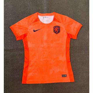 เสื้อกีฬาแขนสั้น ลายทีมชาติฟุตบอลชั้นนํา Netherlands ชุดเหย้า สําหรับผู้หญิง 2023