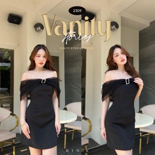 🌠Vanity Stories Dress - เดรสเกาะอกตาข่ายสีดำ เดรสปาดไหล่ เดรสเกาะอก เดรสไปงาน เดรสเกาะอกเเขนมุ้ง  RTW.K