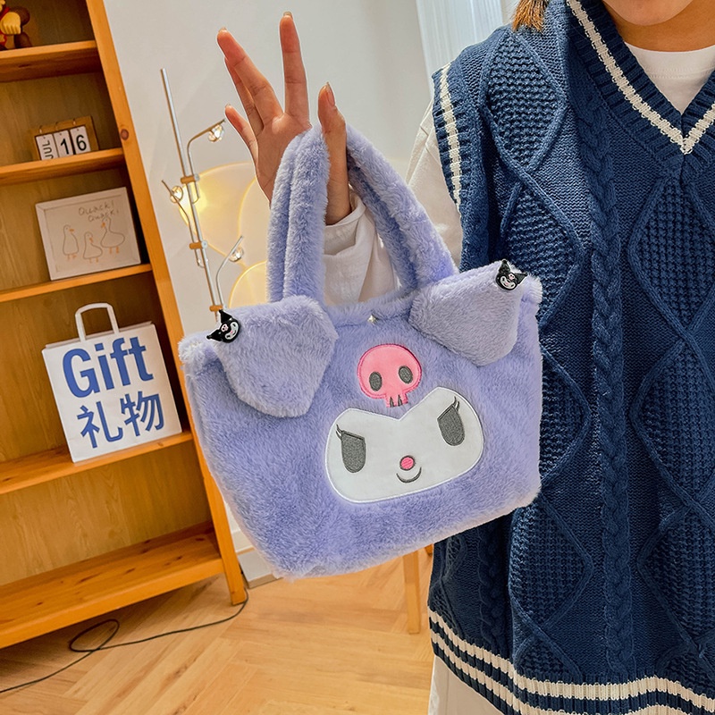 Kawaii Sanrio กระเป๋าเป้สะพายหลัง ผ้ากํามะหยี่ขนนิ่ม ลายการ์ตูนคิตตี้ Melody Cinnamoroll ของขวัญวันเกิด สําหรับเด็กผู้หญิง