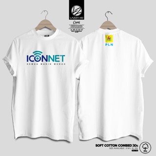 เสื้อยืด พิมพ์ลายโลโก้ PLN BUMN อินโดนีเซีย สําหรับอินเตอร์เน็ต Distro Iconnet Icon Net All Are Easier Logos