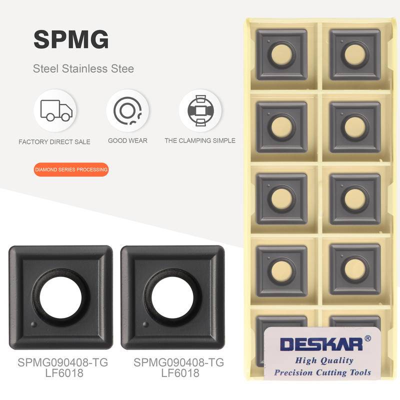 Deskar ของแท้ 100% SPMG คุณภาพสูง 10 ชิ้น050204 Spmg06/07/09/110408/140512 Tg LF6018 ดอกสว่าน U สําหรับเครื่องกลึง เหล็ก สเตนเลส CNC คาร์ไบด์ SPMG