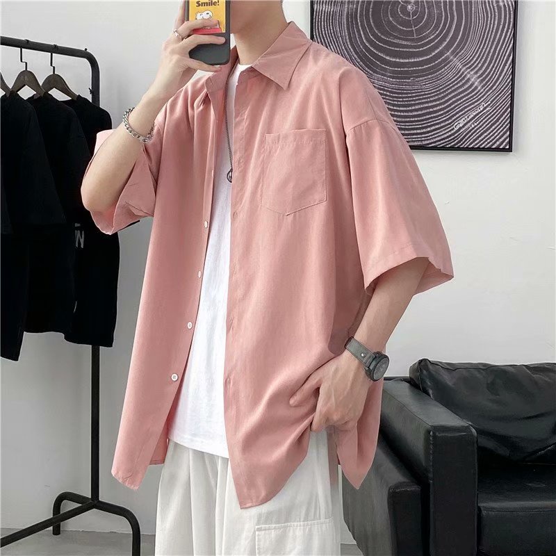 เสื้อเชิ้ตแขนสั้นลําลอง แต่งระบาย เหมาะกับฤดูร้อน สไตล์สตรีท สําหรับผู้ชาย และผู้ใหญ่ สามชิ้น ขนาด: M L XL 2XL 3XL รุ่น 1232