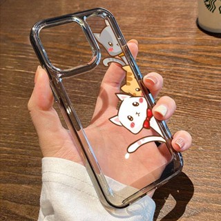 เคสโทรศัพท์มือถืออะคริลิค ลายการ์ตูนแมวสามตัว สําหรับ Apple Iphone 14ProMax 14Pro 13 12p 11 x