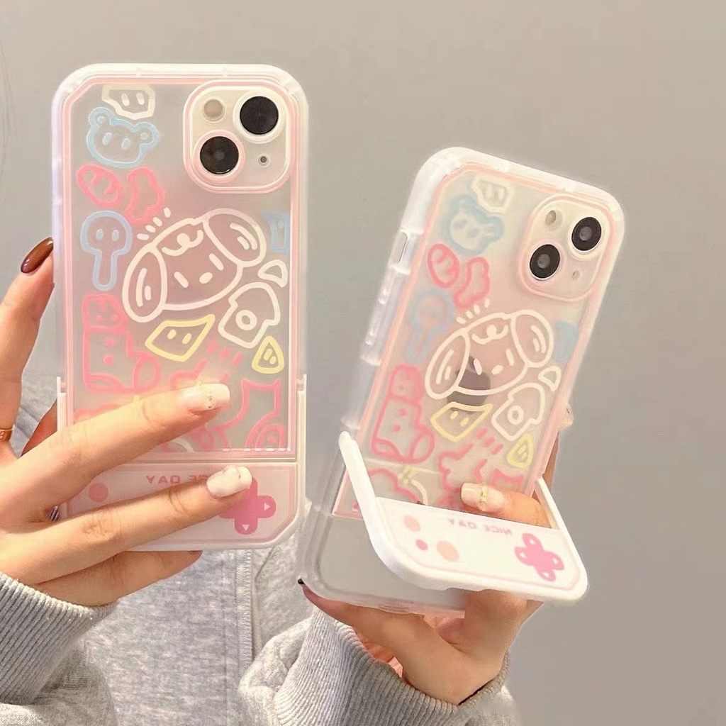 เคสโทรศัพท์มือถือซิลิโคน TPU ใส แบบนิ่ม ลายกราฟฟิตี้สุนัข สําหรับ iPhone 15 14 13 12 Pro Max 11 XS XR X 8 7 6S Plus