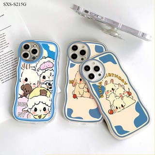 Samsung Galaxy S23 S22 S21 FE Plus Ultra S23+ S22+ S21+ 5G เคสซัมซุง สำหรับ Case Cute Bunny Wavy Bracket เคส เคสโทรศัพท์ เคสมือถือ Full Cover Soft Phone Cases Casing