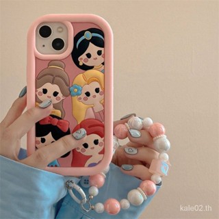 เคสโทรศัพท์มือถือ ซิลิโคน กันกระแทก ลายการ์ตูนเจ้าหญิง พร้อมสายคล้องมือ สําหรับ iPhone 14Promax 13Pro 12 11 14 13