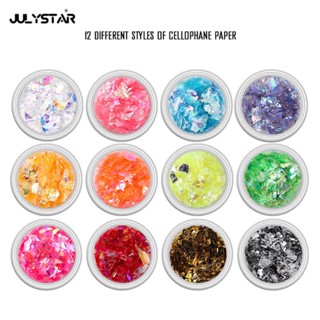 JULYSTAR Nail Iridescent Opal Holographic Nail Powder Nail Art Glitters เกล็ดไม่สม่ำเสมอ Aurora เล็บอะคริลิค Snow Powder
