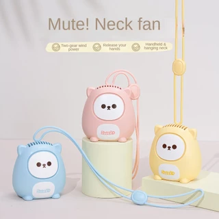 พร้อมส่ง！！พัดลมUSB ขนาดเล็ก แบบพกพา พร้อมเชือกคล้องคอ แบบชาร์จไฟได้ 360 °พัดลมระบายความร้อน หมุนได้ ลายการ์ตูนน่ารักๆ