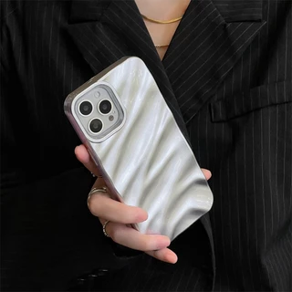 แผ่นเงินพรีเมี่ยมง่าย เคสโทรศัพท์สําหรับIPhone 11 17 16 15 14 Pro Max Air 16plus 12 13 Pro Max X XR 7/8 PlusกันกระแทกSoft TPUปกหลัง