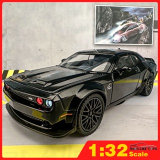 Klt โมเดลรถบรรทุกโลหะ สเกล 1/32 Dodge Challenger Hellcat SRT ของเล่นสําหรับเด็ก