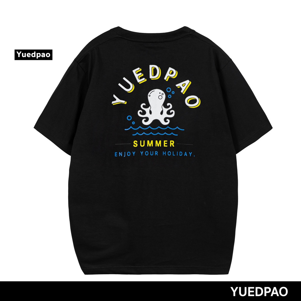 XYH  Yuedpao ยอดขาย No.1 รับประกันไม่ย้วย 2 ปี ผ้านุ่ม เสื้อยืดเปล่า เสื้อยืด Oversize Black tako wa