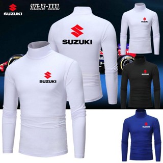 เสื้อยืดแขนยาว คอเต่า พิมพ์ลาย Suzuki สีพื้น แฟชั่นฤดูใบไม้ผลิ และฤดูใบไม้ร่วง สไตล์สตรีท สําหรับขี่รถจักรยานยนต์